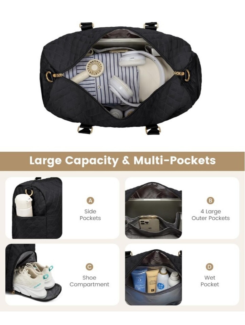 LOVEVOOK Travel Duffle Bag, Weekender Bag, Gym Duffel Bag, Carry On - Picture 12 of 12